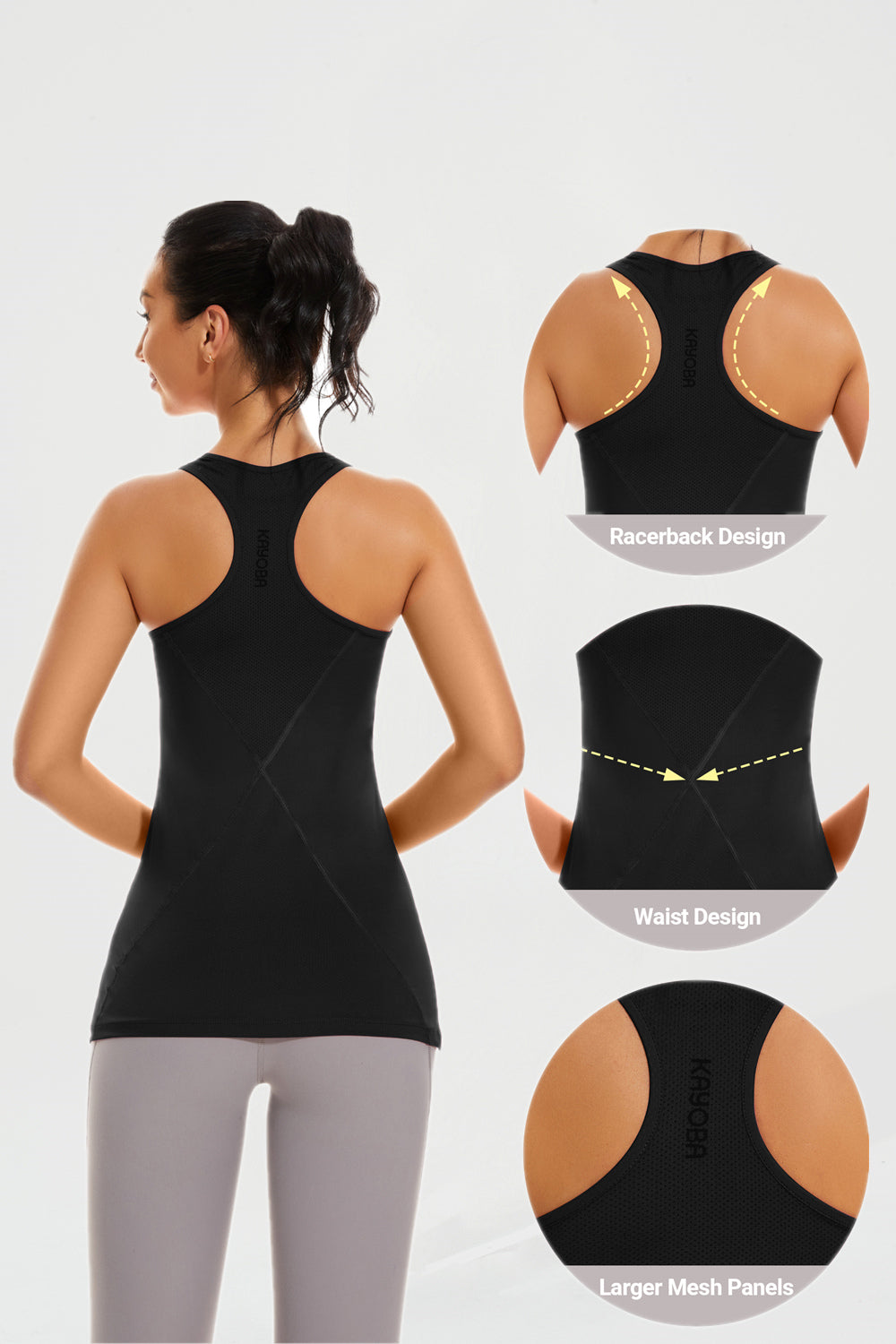 2 Pack Workout Tank Tops for Women Racerback Tanks Athletic shirts Black L  