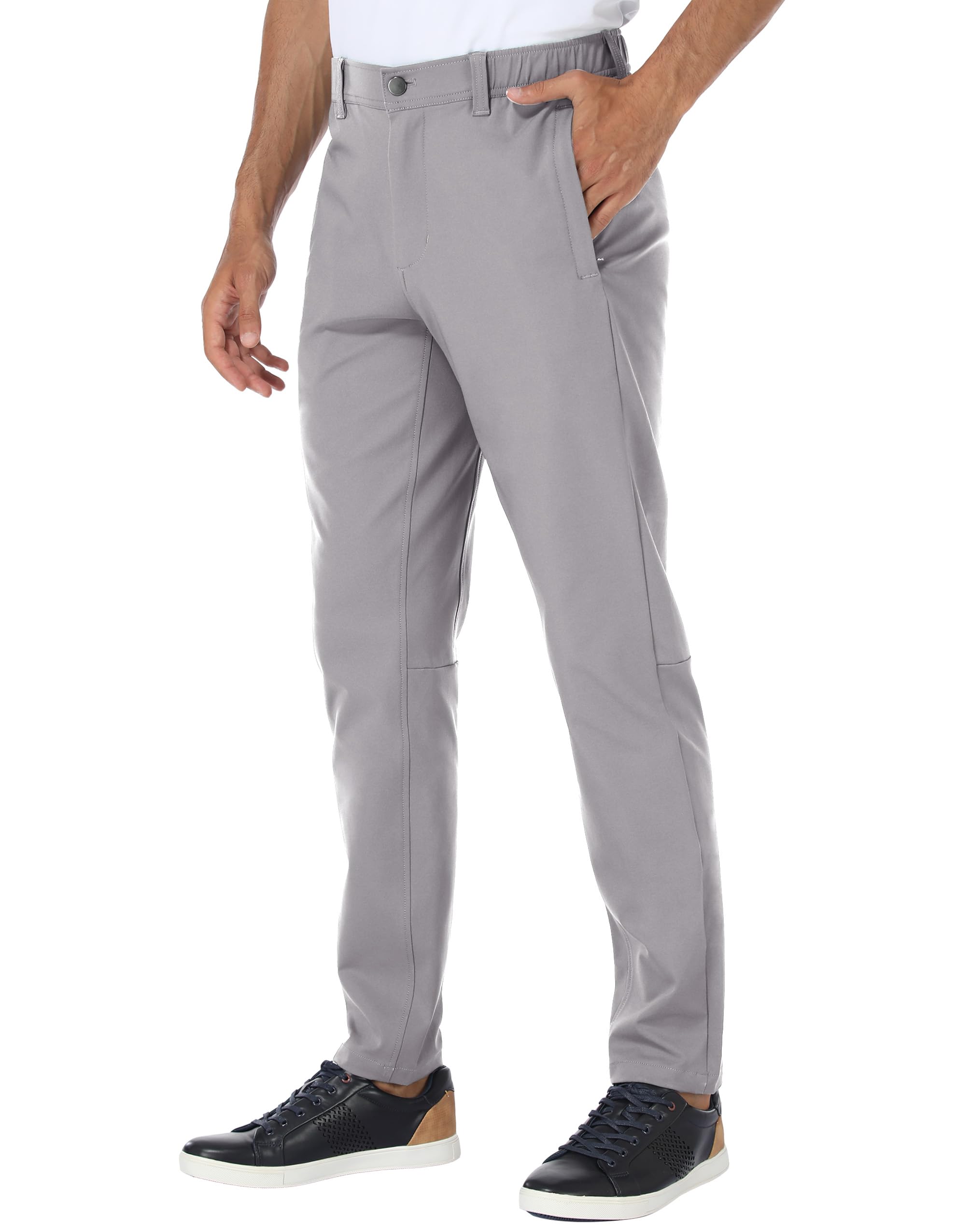 PULI Golf Pants Men Stretch Slim Fit Dress Casual Work Hiking Tapered