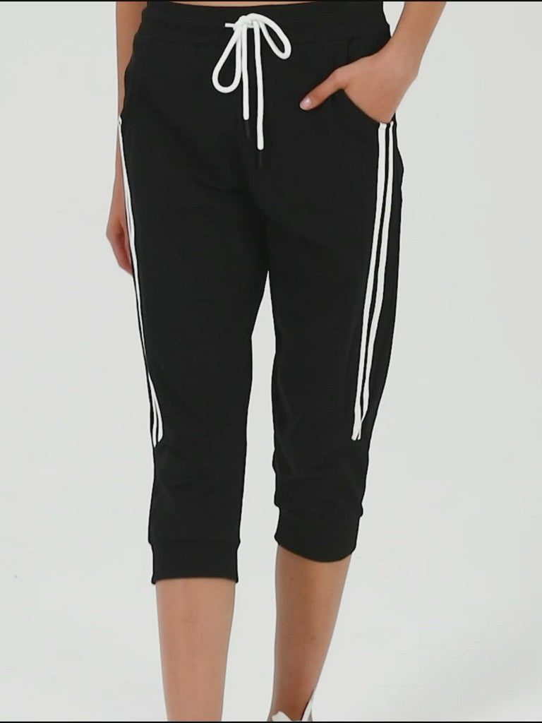 JWZUY Women's Jogger Capris Drawstring Capris Solid Pants Cropped  Sweatpants with Pocket 1-Gray XXL