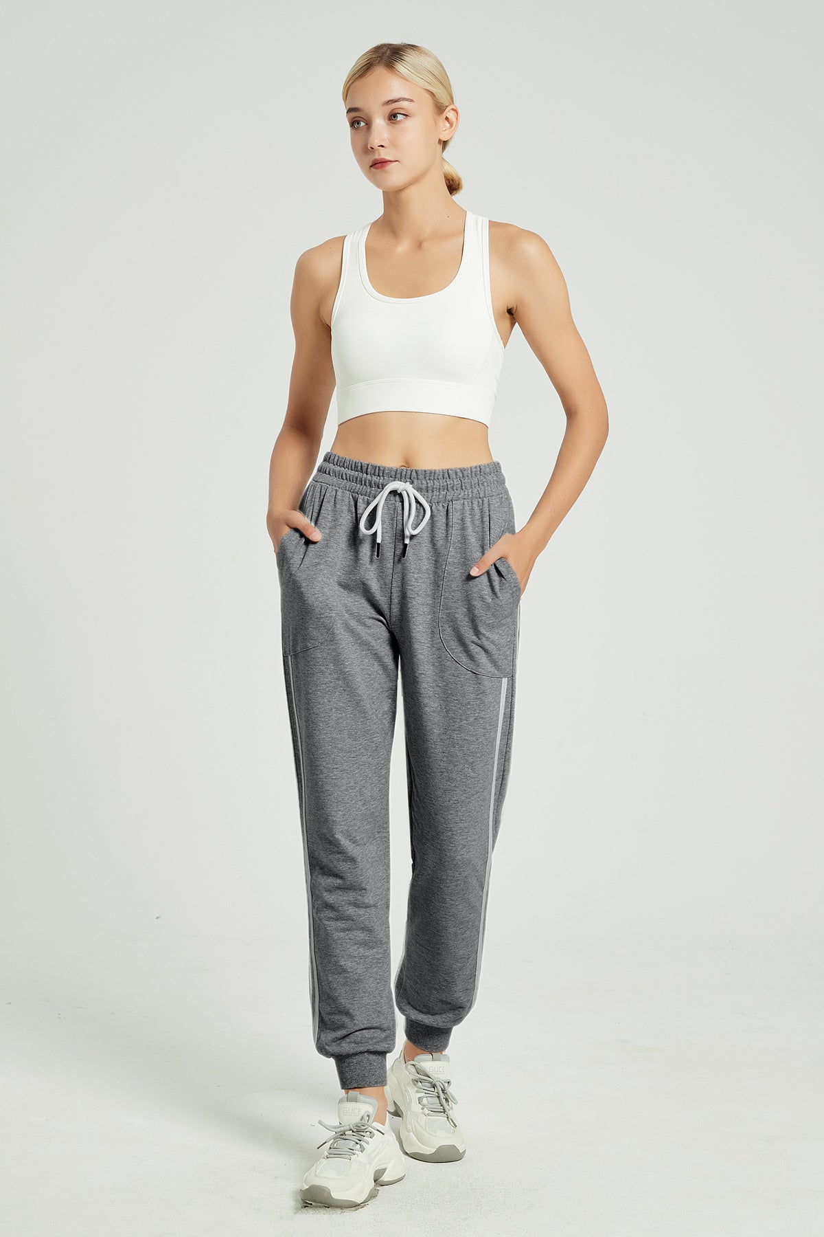 Women Lace Up Sweats Workout Sweatpants  Warm Cotton Jogger with Zipper  Pockets – PULI