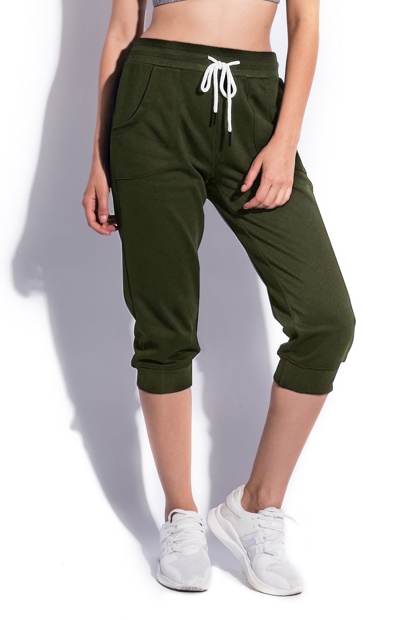 Weintee Women's Capri Joggers Jersey Sweatpants M Army Green : Clothing,  Shoes & Jewelry 