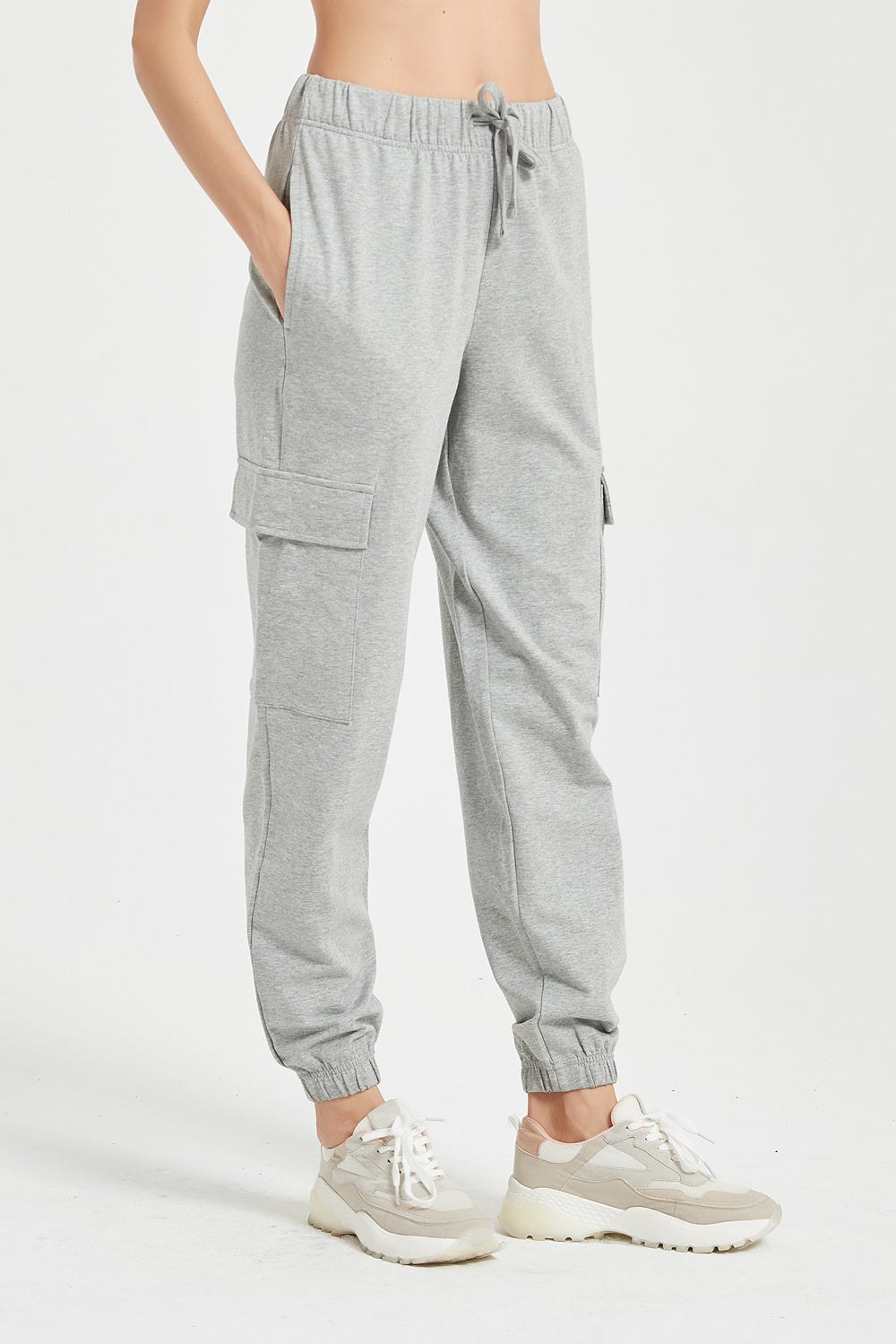 Women Cotton Sweatpants with Zipper Pockets